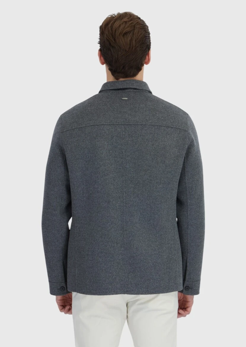 Antrasit Regular Fit Yün Karışımlı Spor Ceket - 6