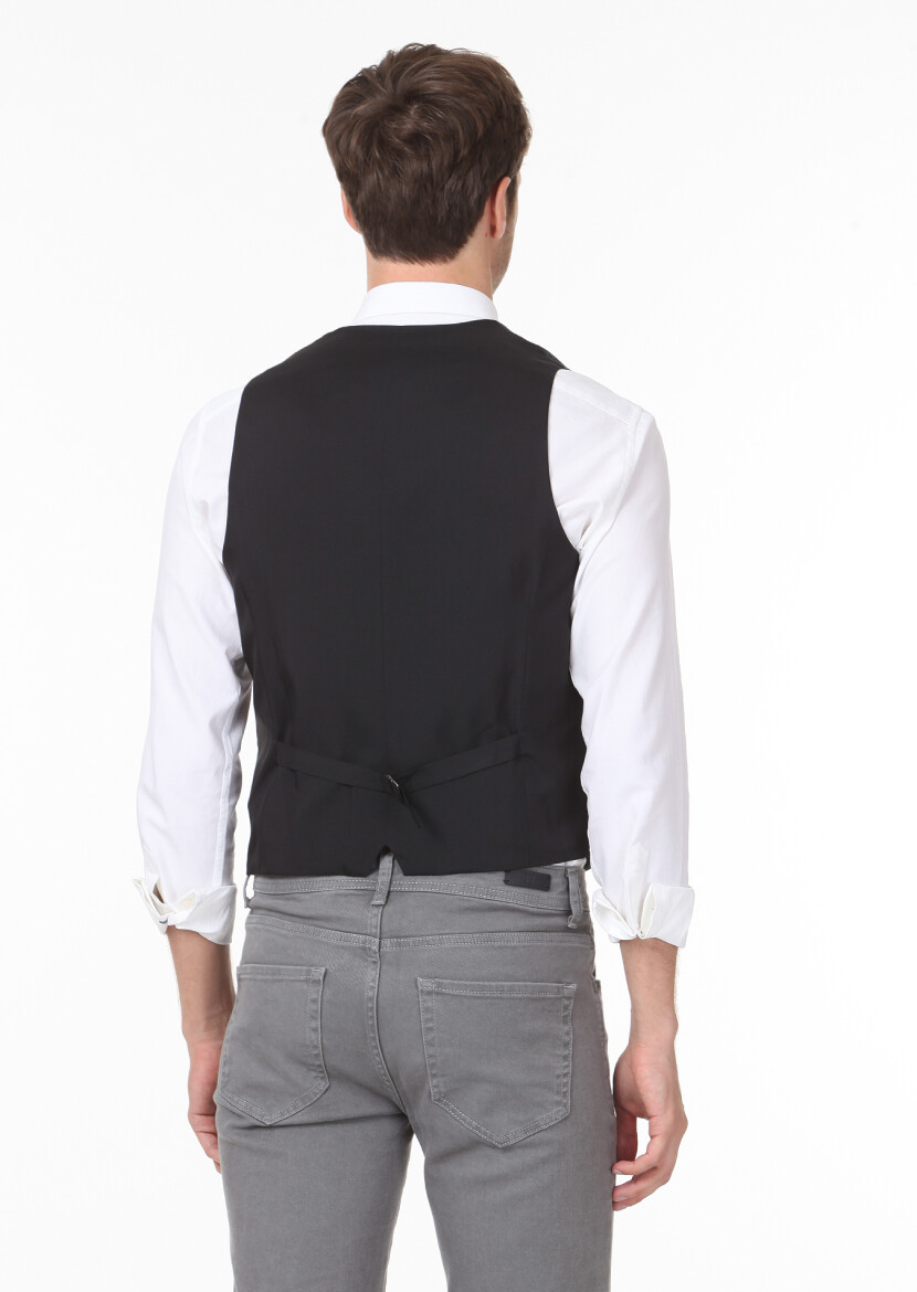 Antrasit Slim Fit Kelebek Yaka Casual Yelek - 4