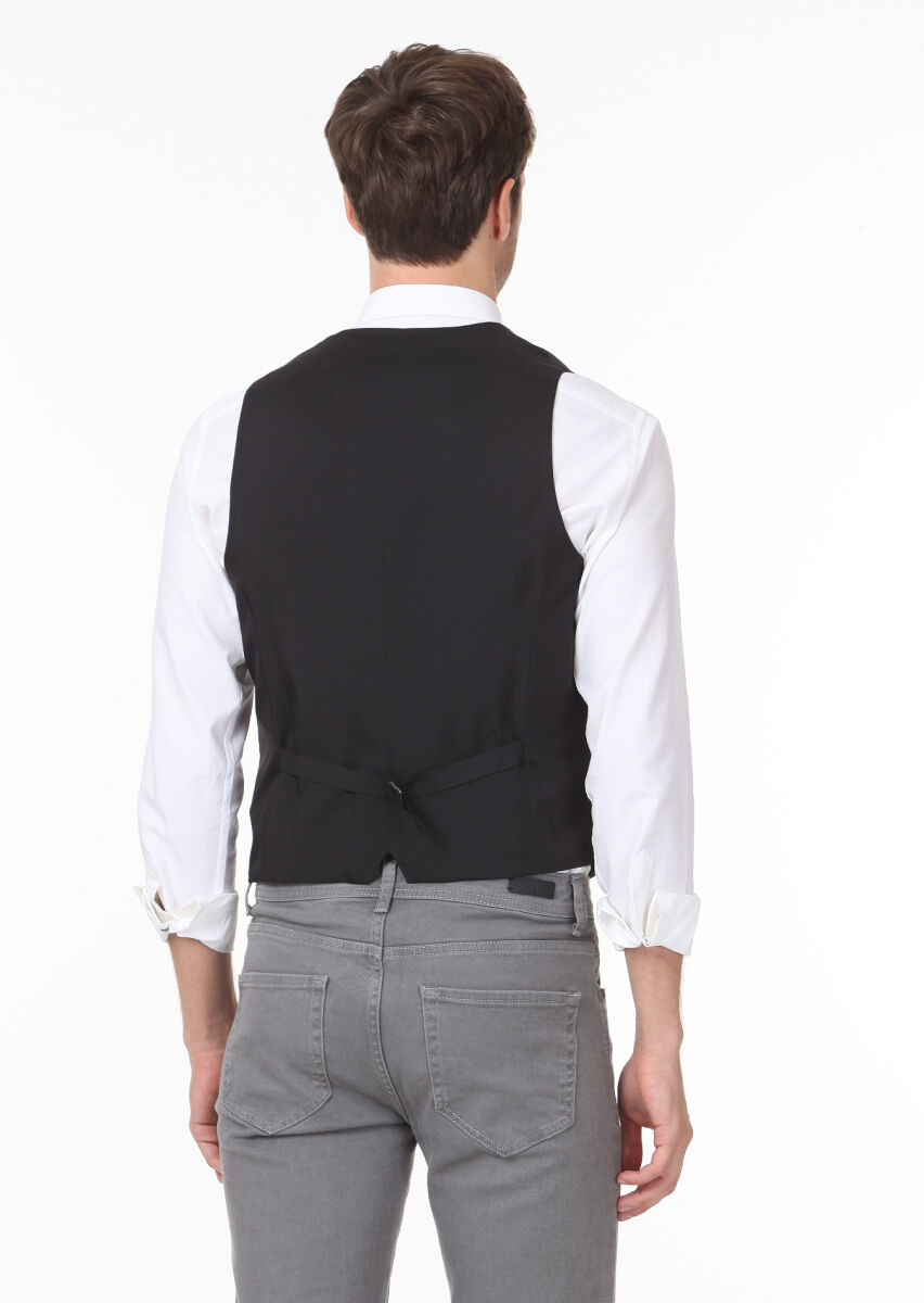 Antrasit Slim Fit Kelebek Yaka Casual Yelek - 4