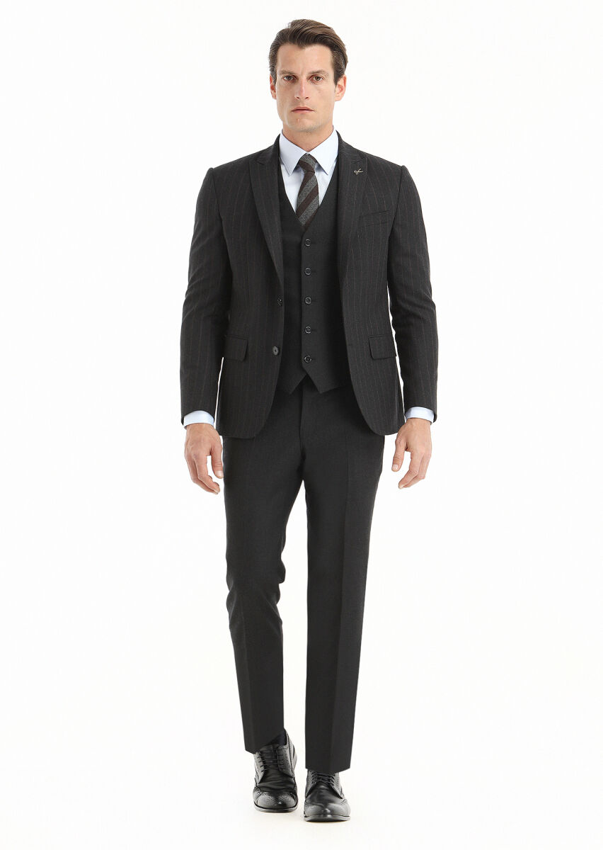 Antrasit Yelekli Takım Elbise - 1