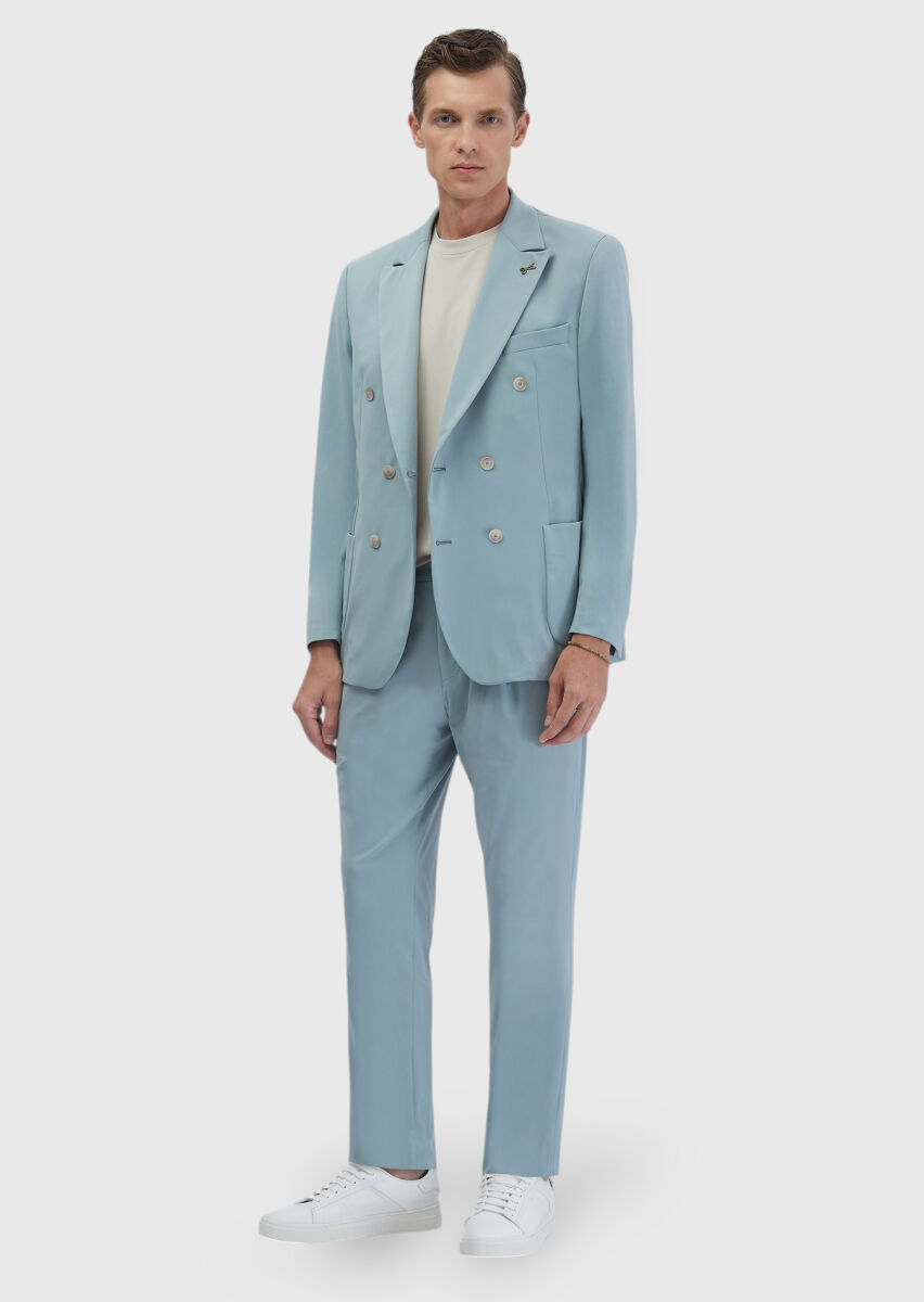 Aqua Düz Comfort Fit Örme Takım Elbise - 2