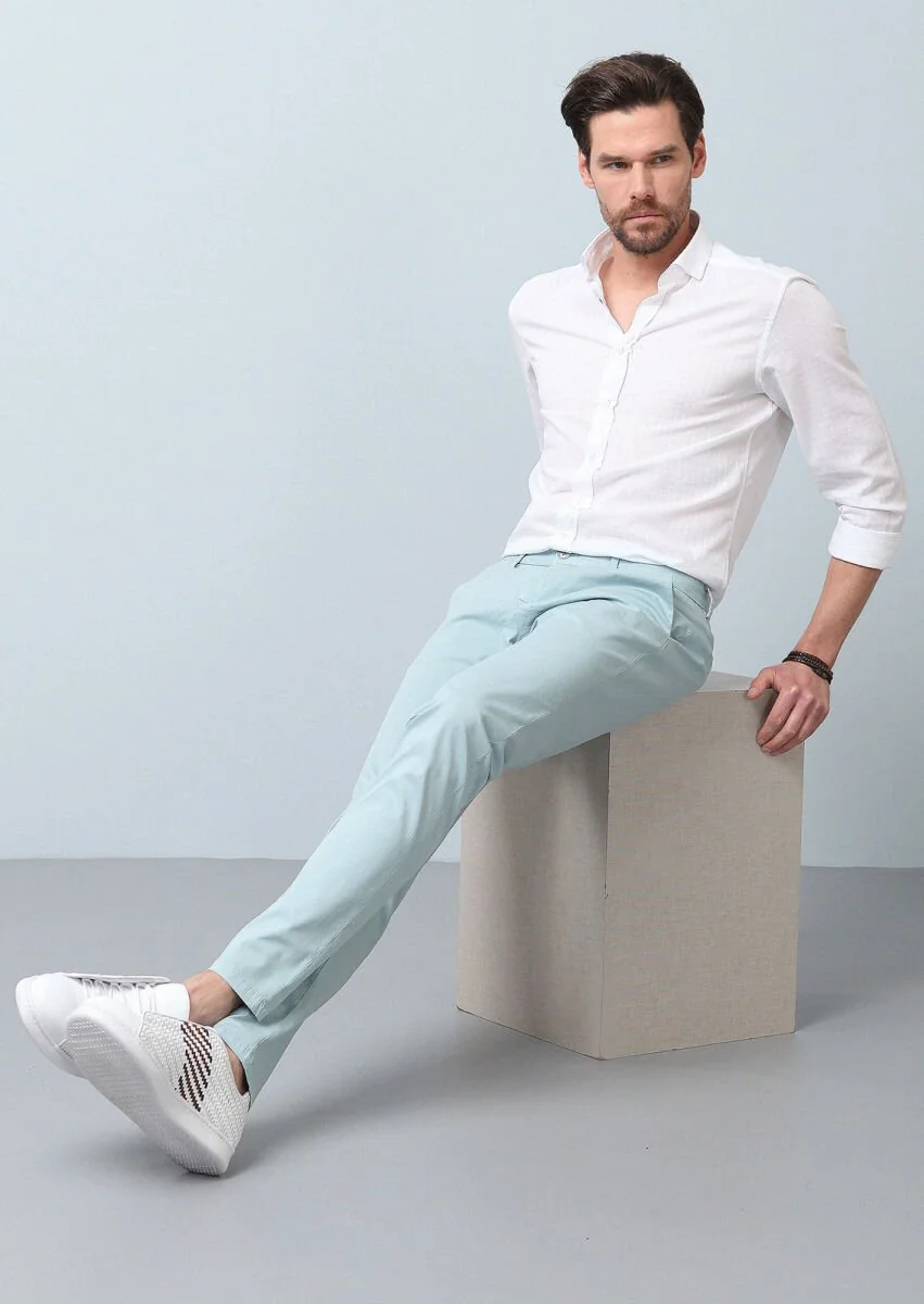 Aqua Düz Dokuma Slim Fit Casual Pamuk Karışımlı Pantolon - 2