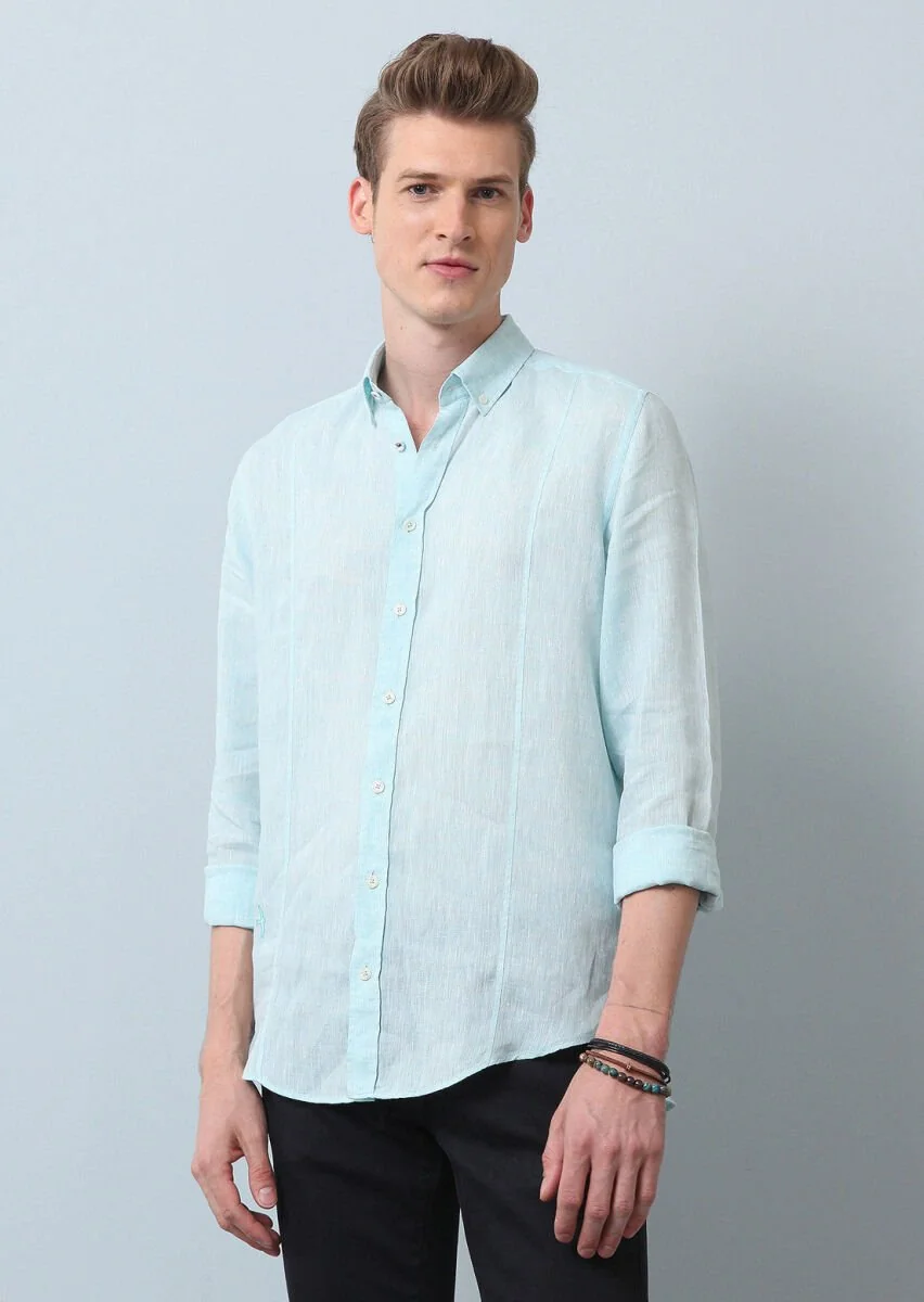 Aqua Düz Regular Fit Dokuma Casual Pamuk Karışımlı Gömlek - 1