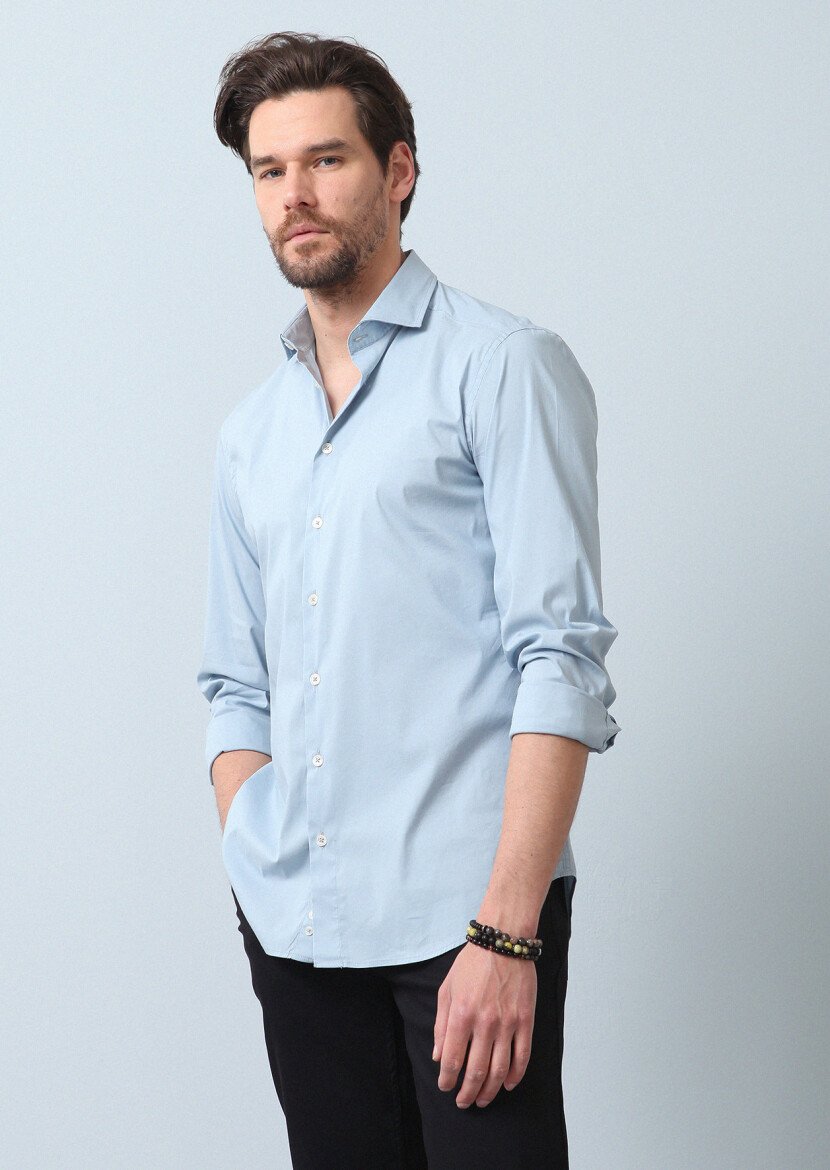 Aqua Düz Regular Fit Dokuma Casual Pamuk Karışımlı Gömlek - 3