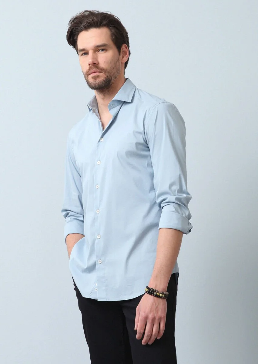 Aqua Düz Regular Fit Dokuma Casual Pamuk Karışımlı Gömlek - 3