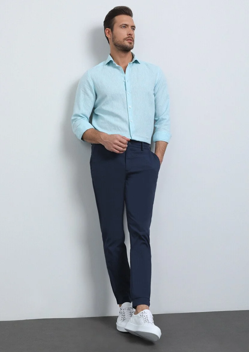 Aqua Düz Regular Fit Dokuma Casual Pamuk Karışımlı Gömlek - 2