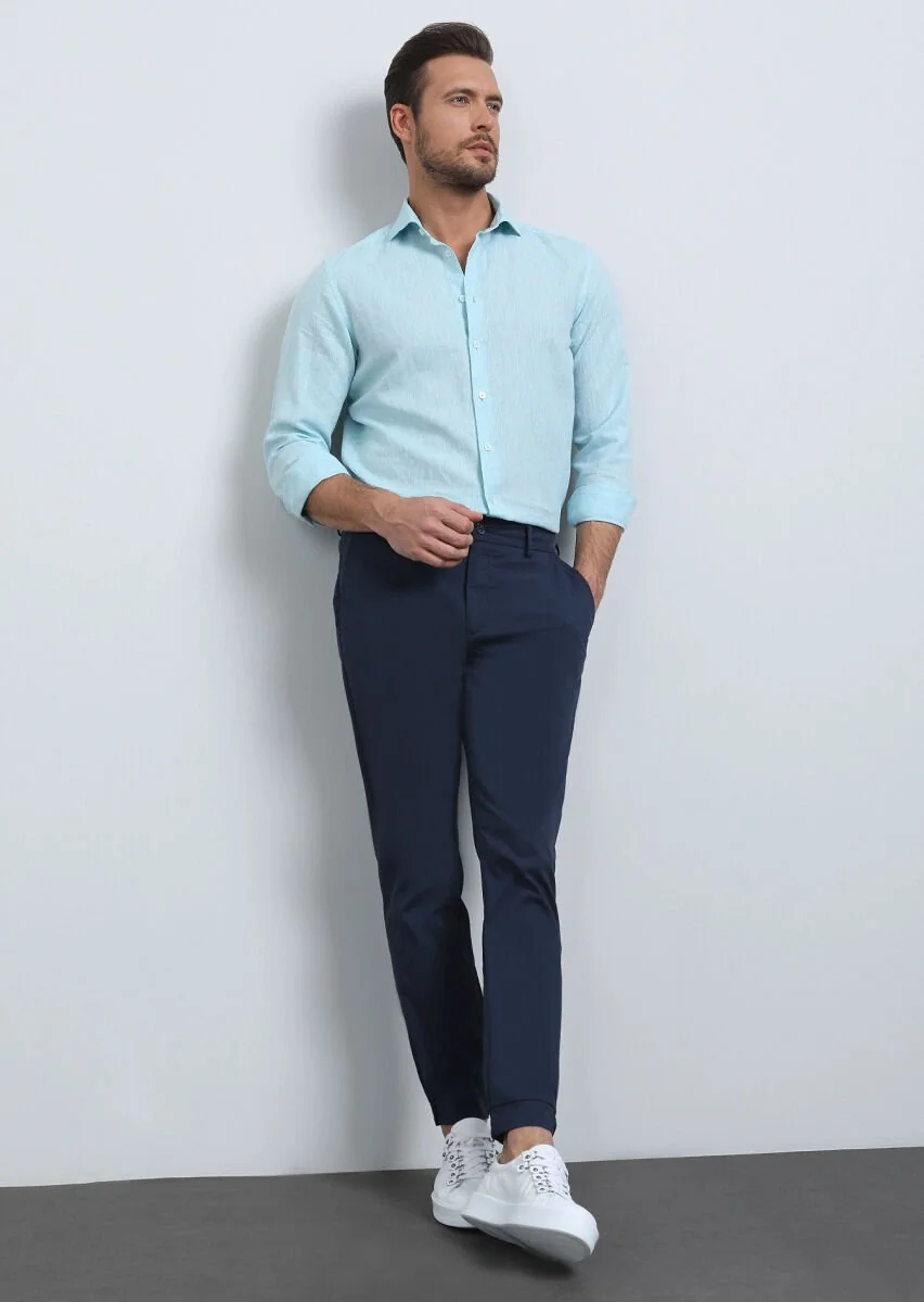 Aqua Düz Regular Fit Dokuma Casual Pamuk Karışımlı Gömlek - 2