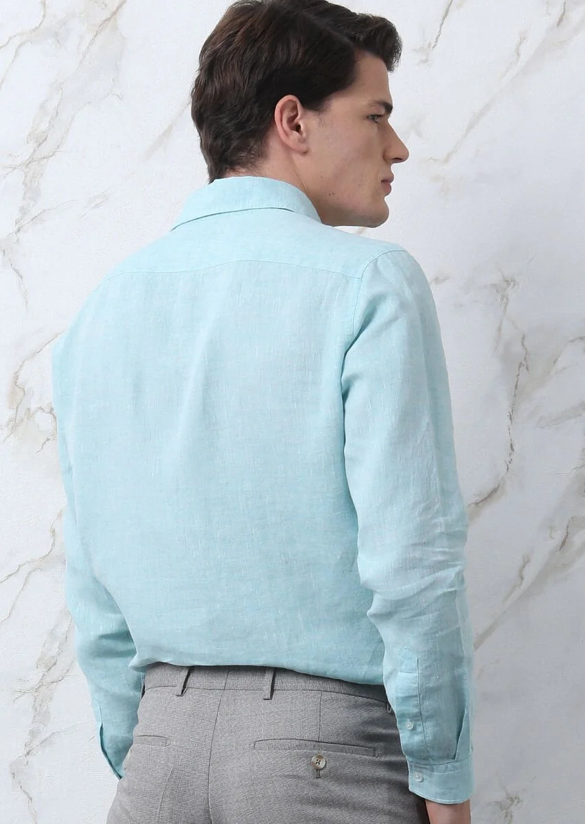 Aqua Düz Regular Fit Dokuma Casual Pamuk Karışımlı Gömlek - 7