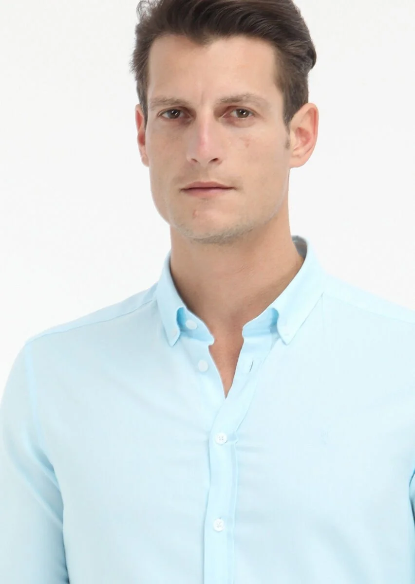 Aqua Düz Slim Fit Dokuma Casual %100 Pamuk Gömlek - 3