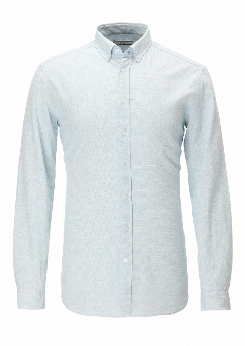 Aqua Micro Regular Fit Weaving Casual Cotton Blended Shirt - 5