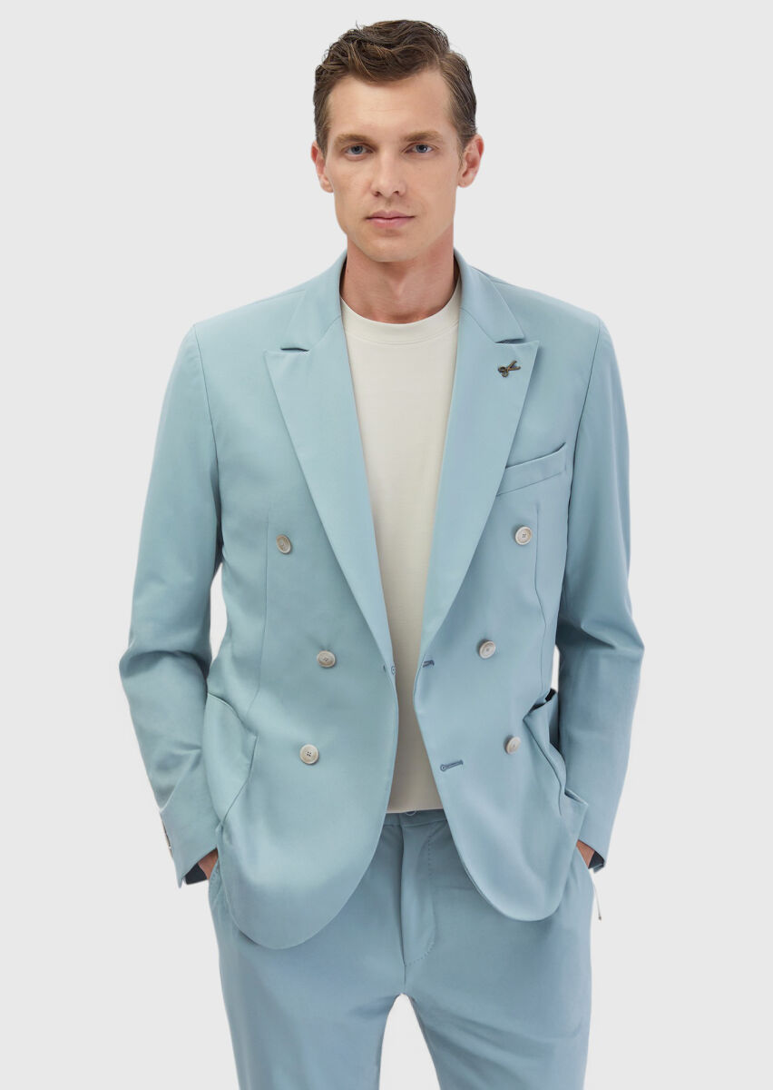 Aqua Plain Comfort Fit Suit - 1