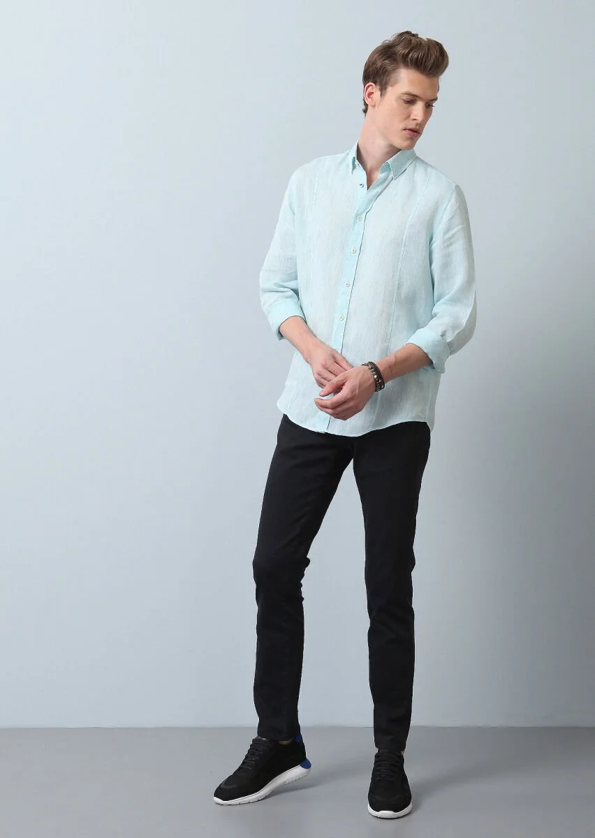 Aqua Plain Regular Fit Weaving Casual Cotton Blended Shirt - 2