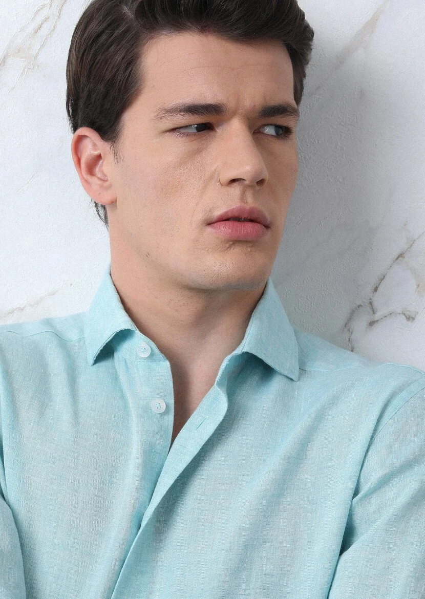 Aqua Plain Regular Fit Weaving Casual Cotton Blended Shirt - 6