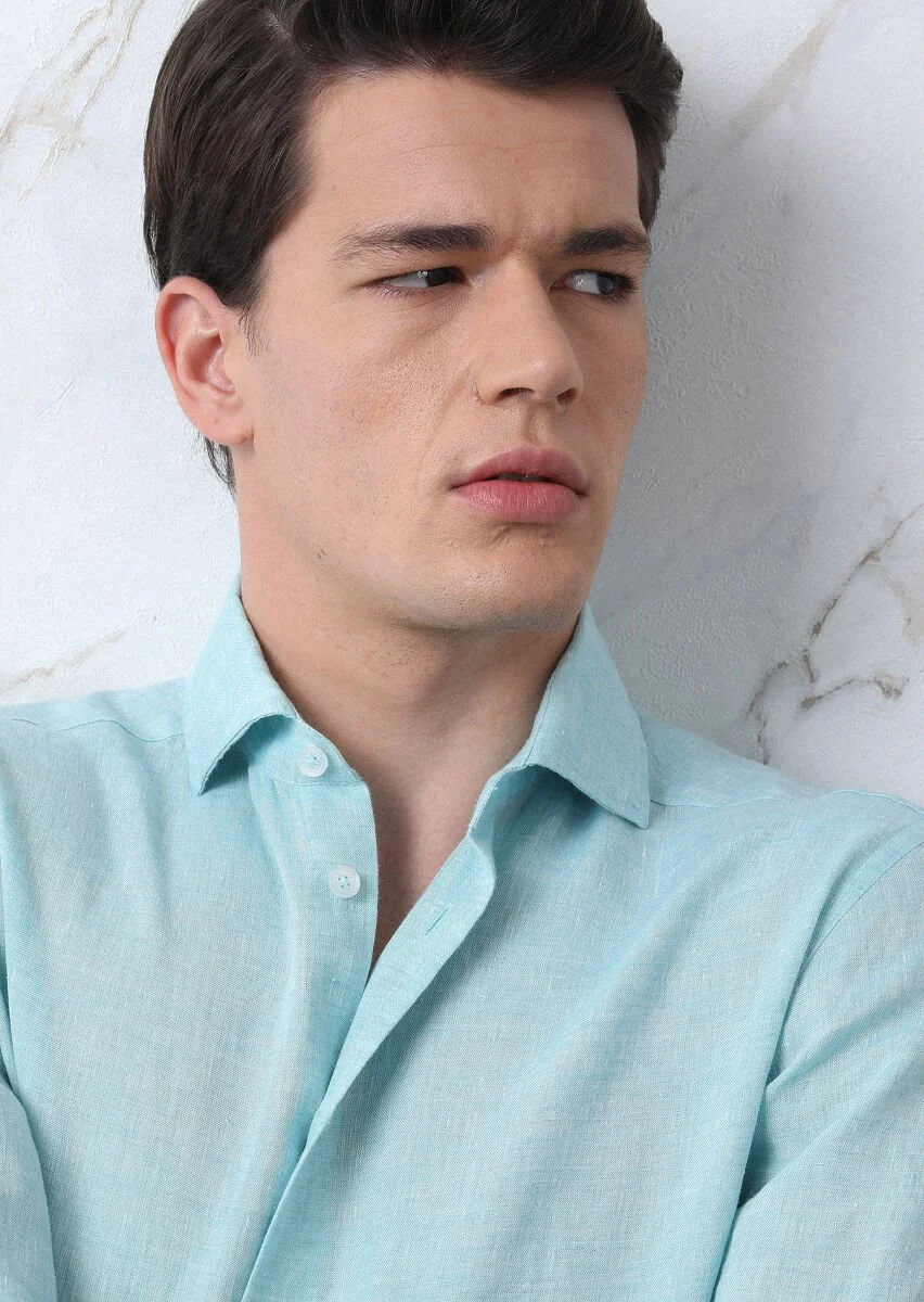 Aqua Plain Regular Fit Weaving Casual Cotton Blended Shirt - 6