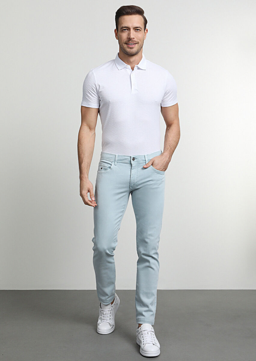 Aqua Weaving Slim Fit Casual Cotton Blended Trousers - 2