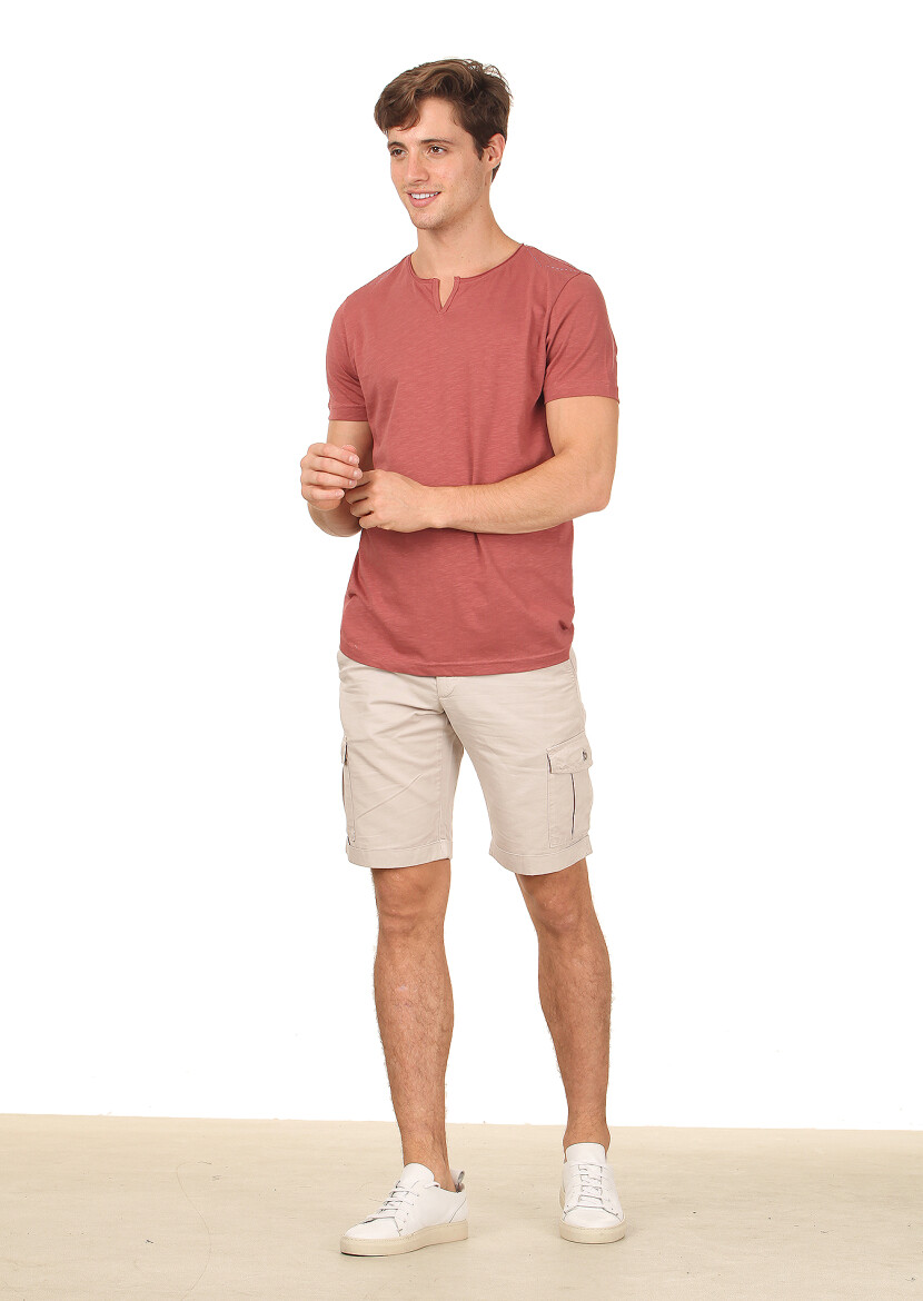 Bakır Düz %100 Pamuk T-Shirt - 3