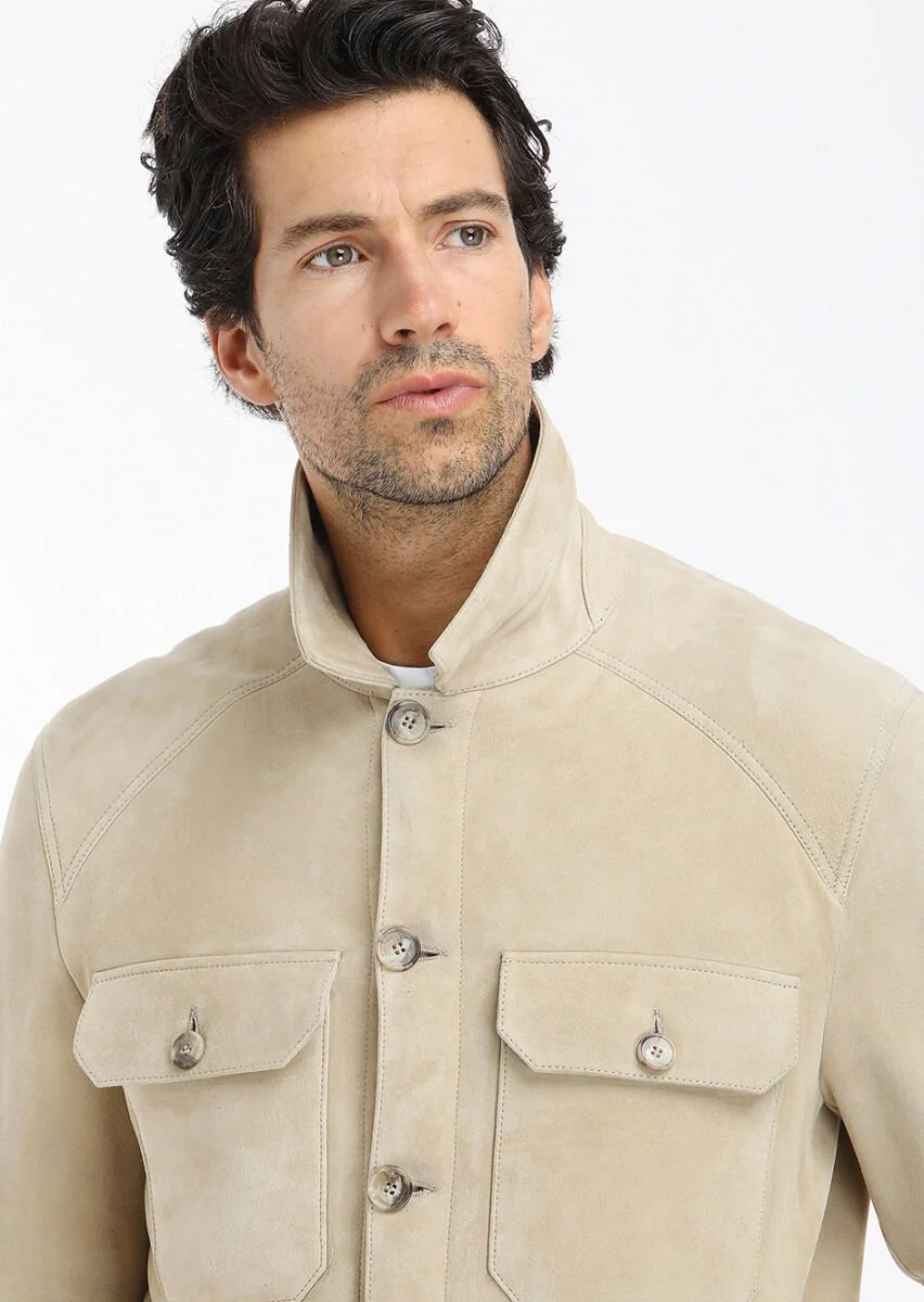Beige Fur Leather Coat - 3