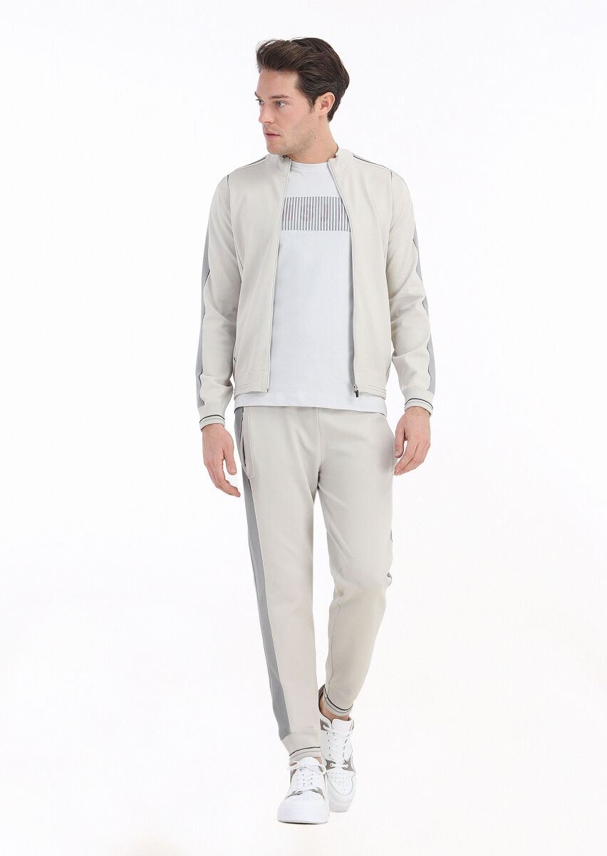 Beige Knitting Jogging Fit Casual Knit Pants - 2