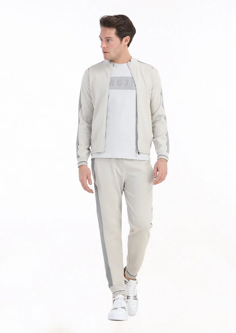 Beige Knitting Jogging Fit Casual Knit Pants - 2