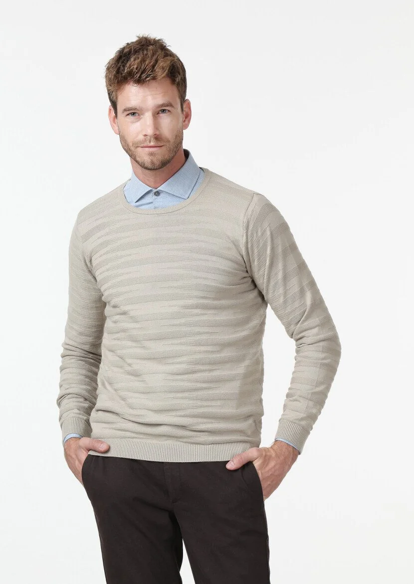 Beige Knitwear Sweatshirt - 1