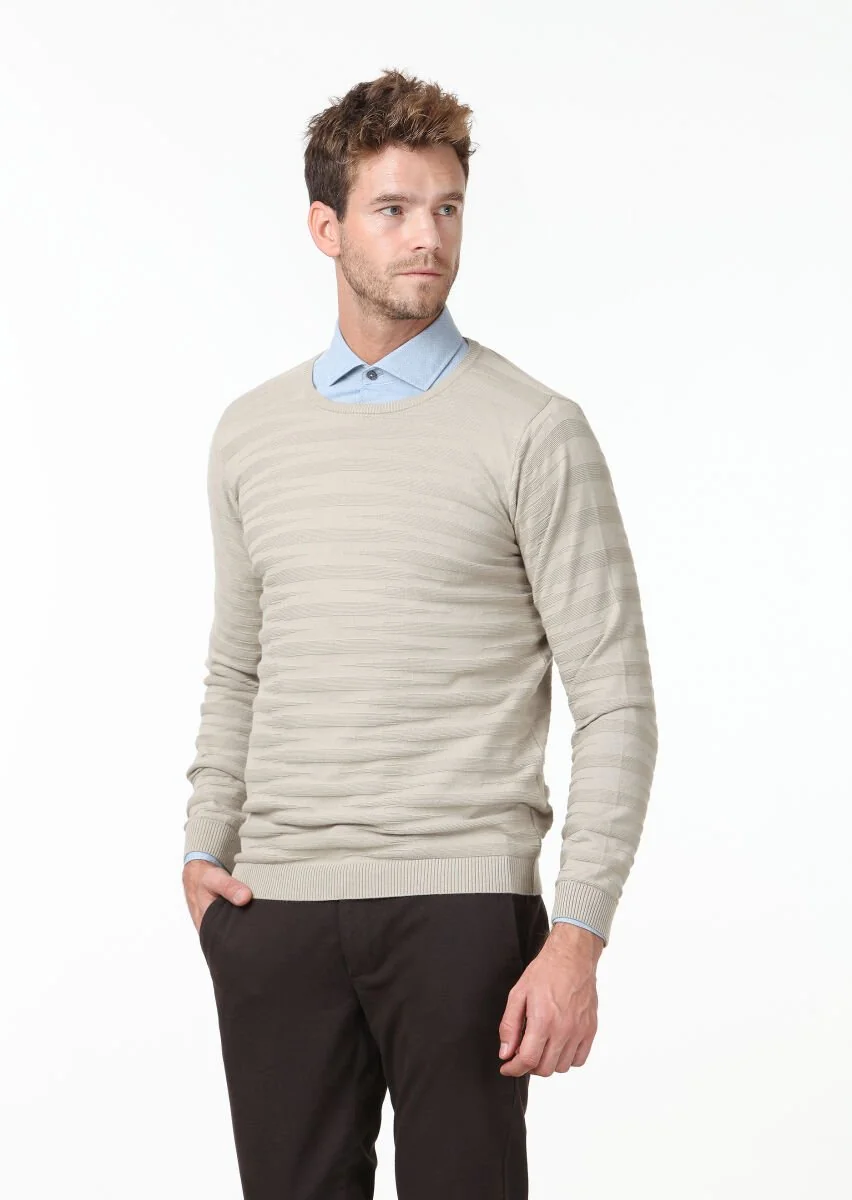 Beige Knitwear Sweatshirt - 3