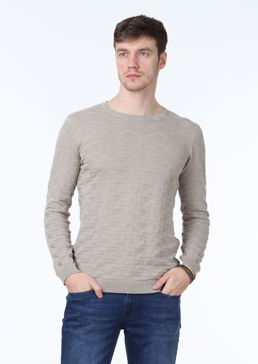 Beige Knitwear Sweatshirt - 1