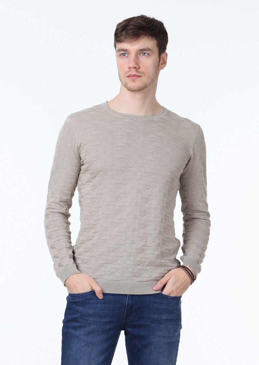Beige Knitwear Sweatshirt - 1