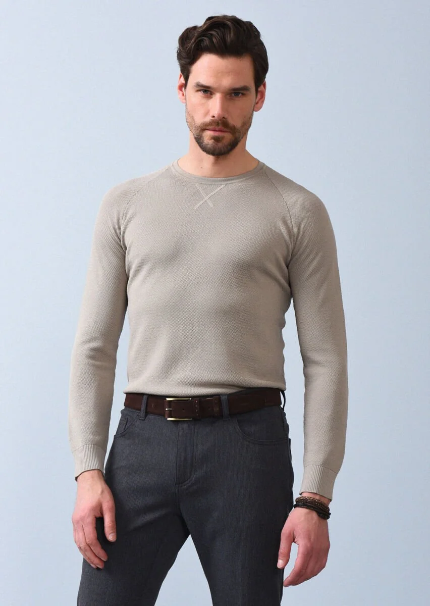 Beige Knitwear Sweatshirt - 1