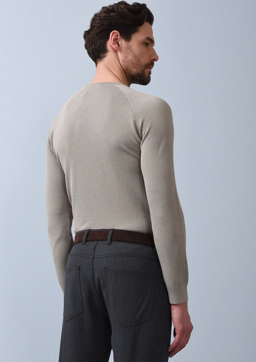 Beige Knitwear Sweatshirt - 5