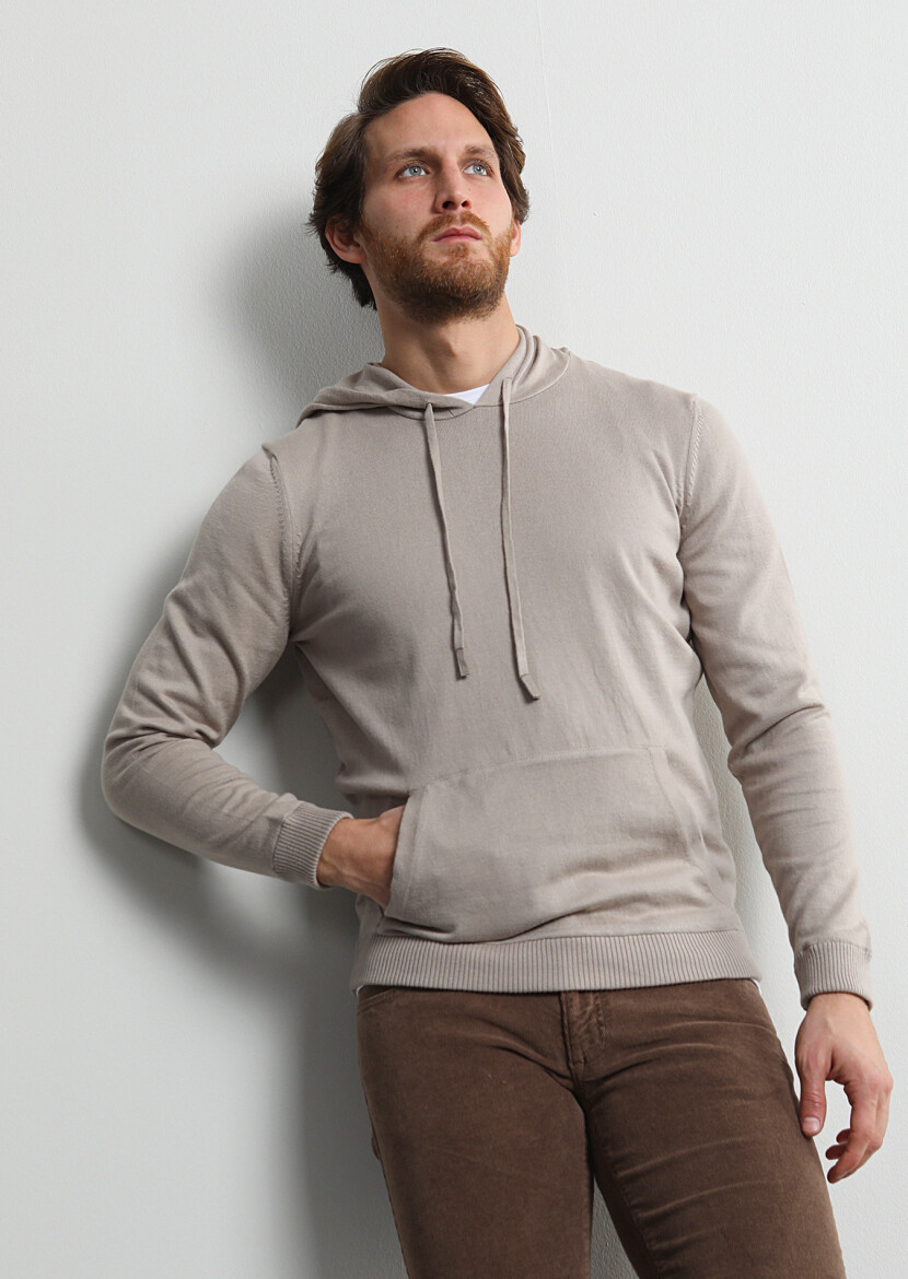 Beige Knitwear Sweatshirt - 1