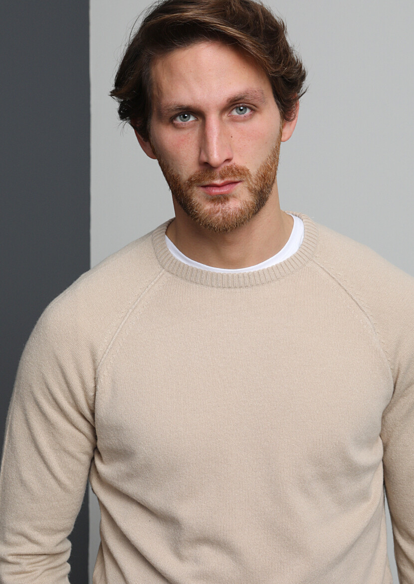 Beige Knitwear Sweatshirt - 3