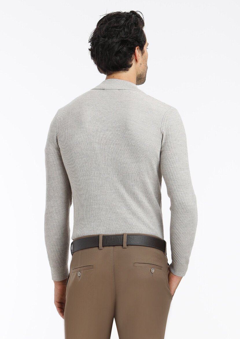 Beige Knitwear Sweatshirt - 5
