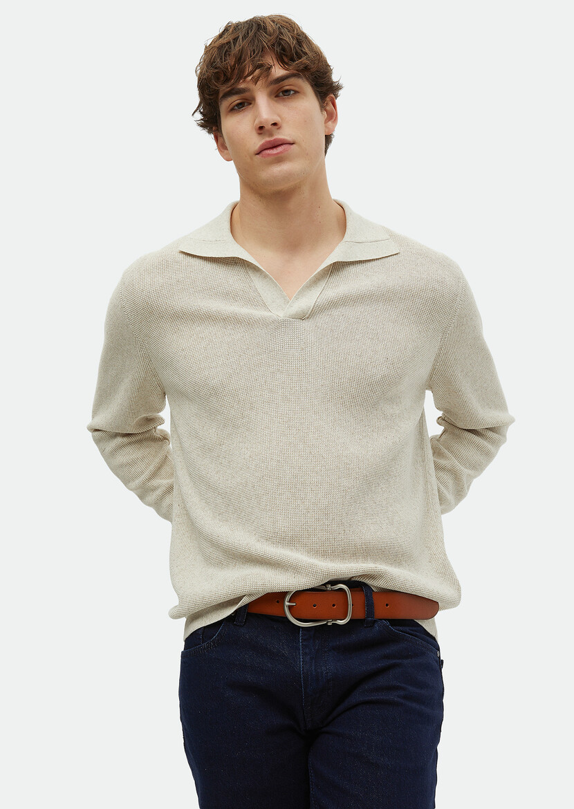 Beige Knitwear Sweatshirt - 1