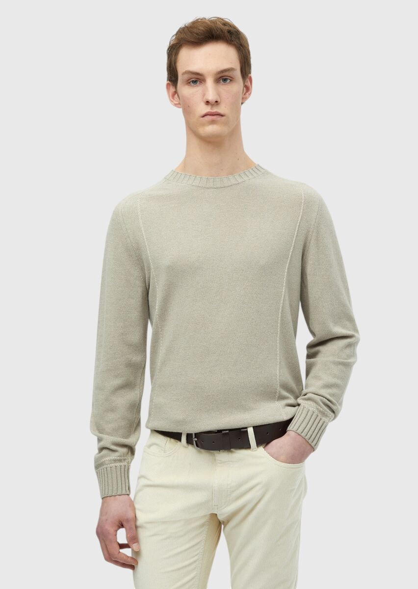 Beige Knitwear Sweatshirt - 1