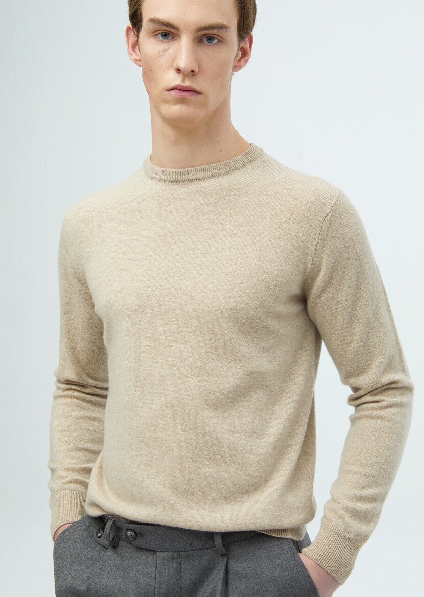 Beige Knitwear Sweatshirt - 1