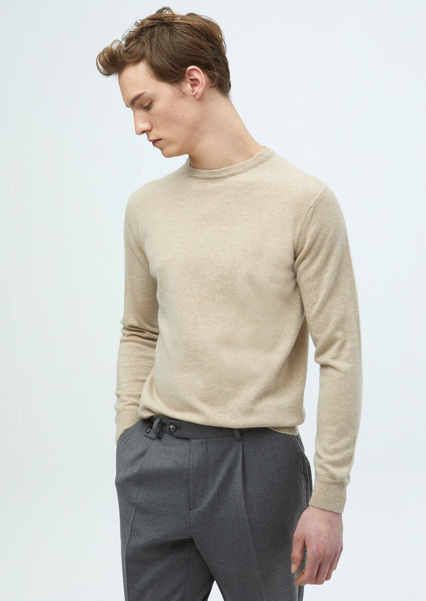 Beige Knitwear Sweatshirt - 3