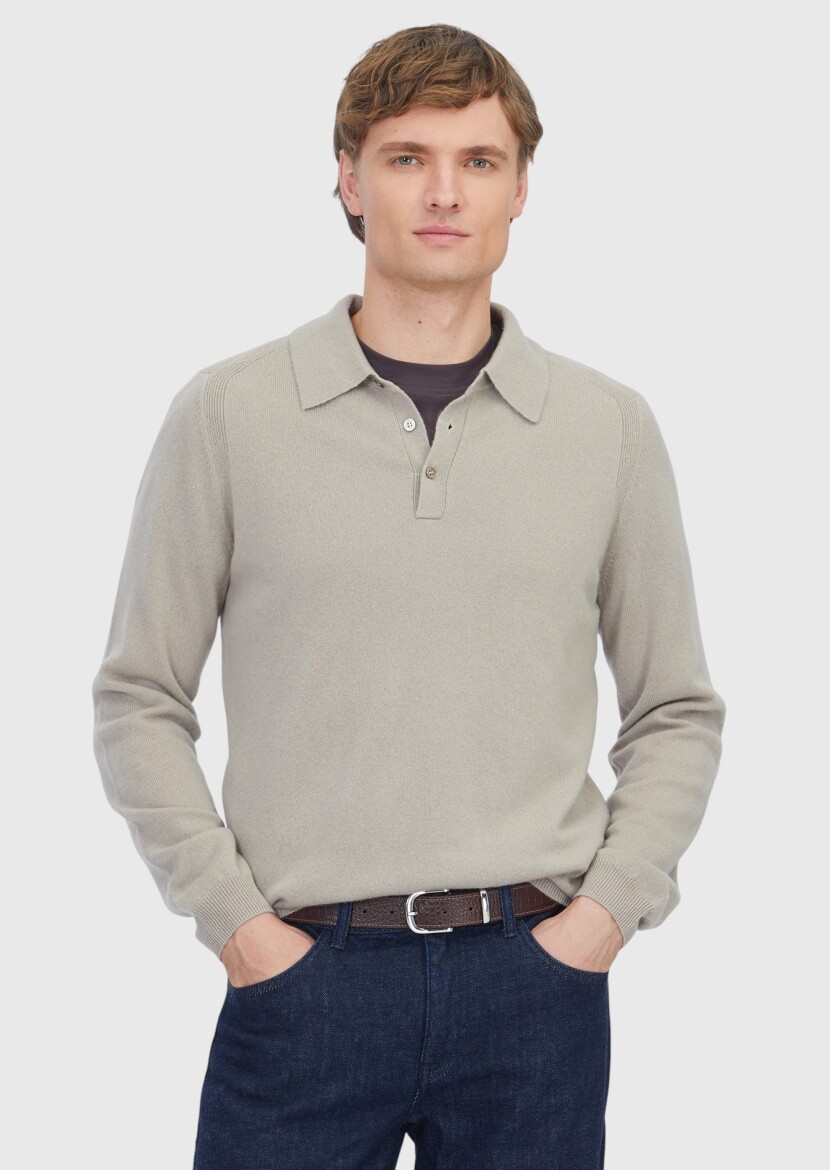 Beige Knitwear Sweatshirt - 1