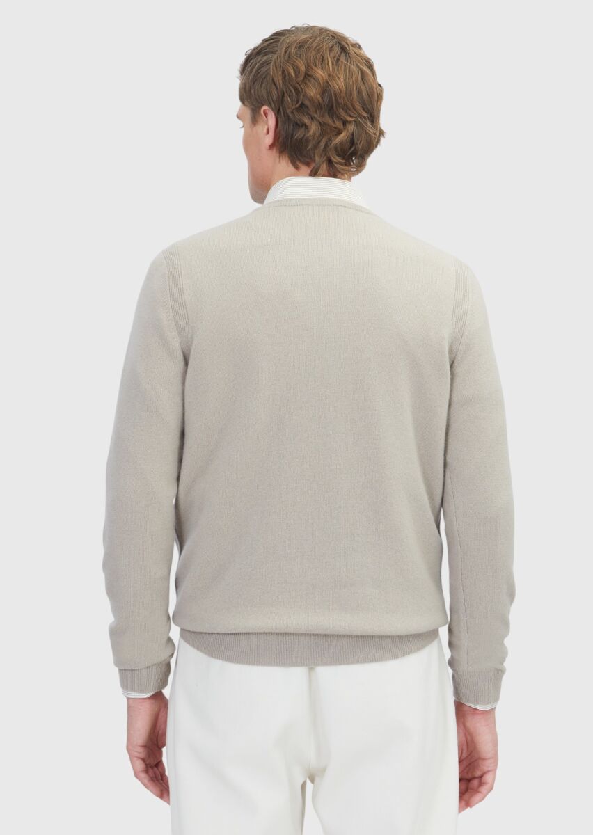 Beige Knitwear Sweatshirt - 5