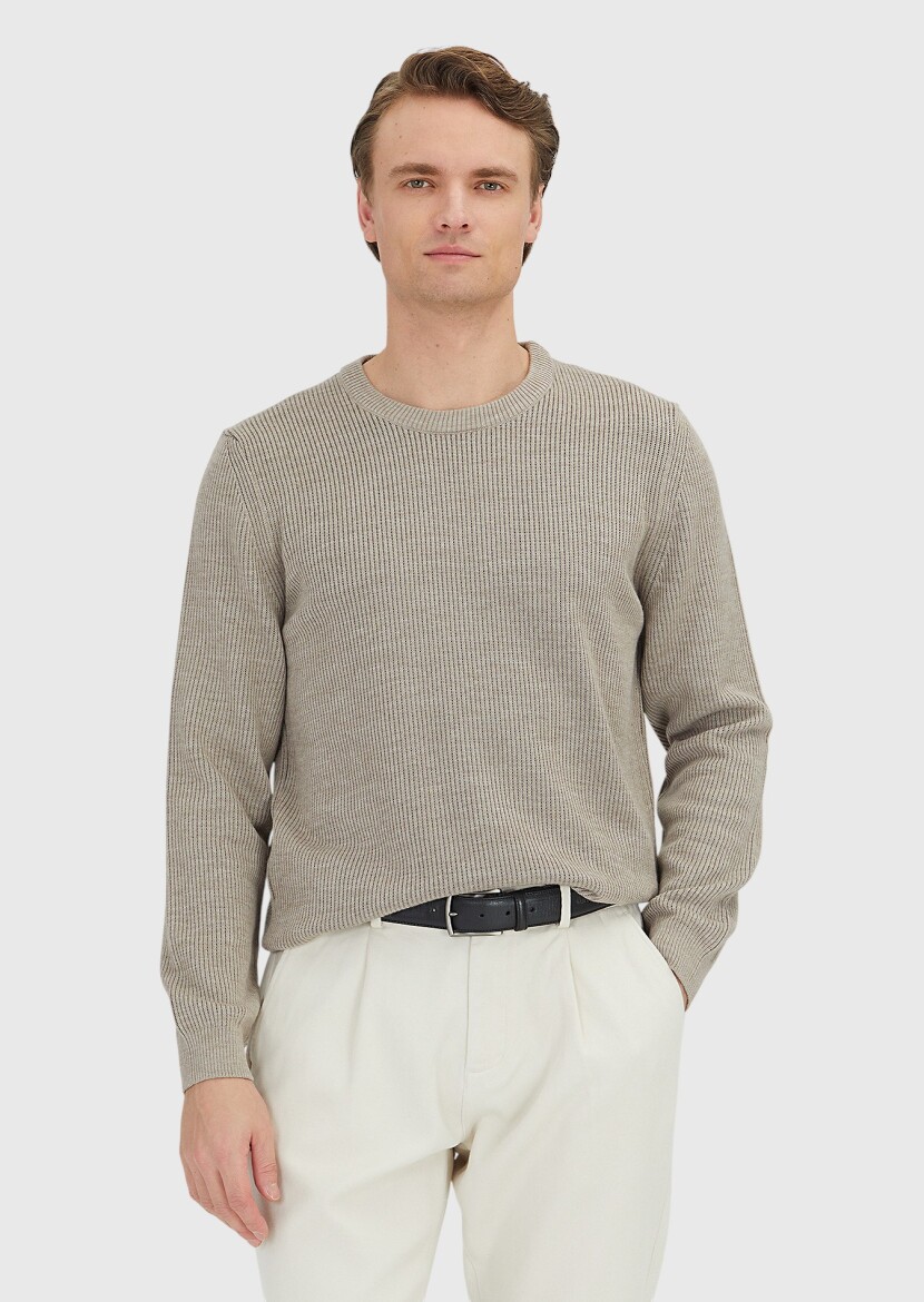 Beige Knitwear Sweatshirt - 1