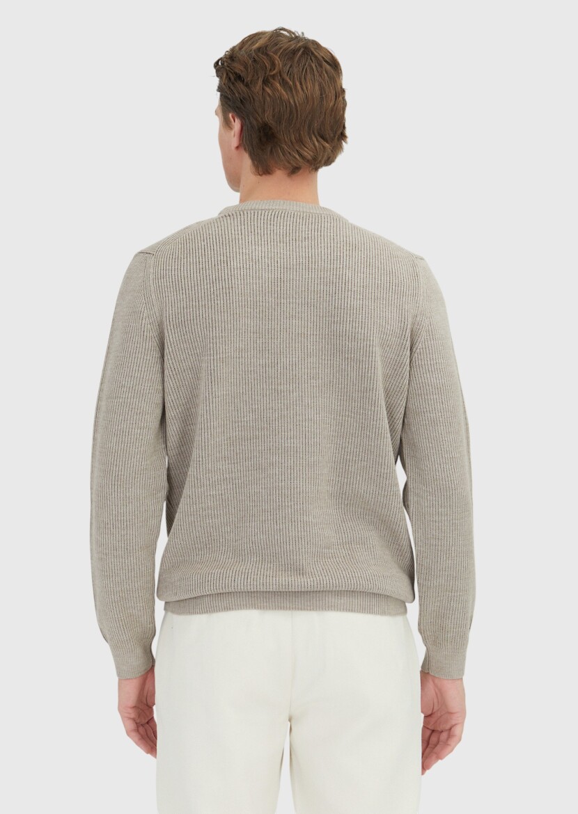 Beige Knitwear Sweatshirt - 5