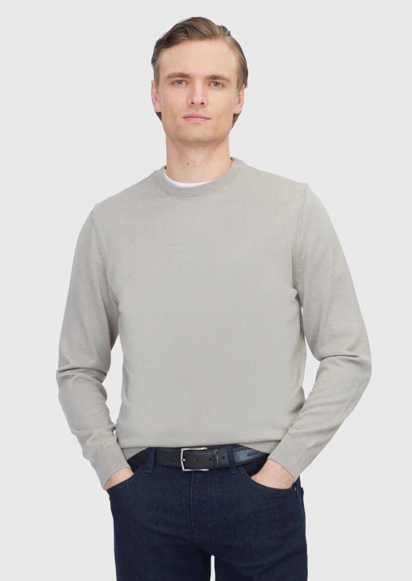 Beige Knitwear Sweatshirt - 1
