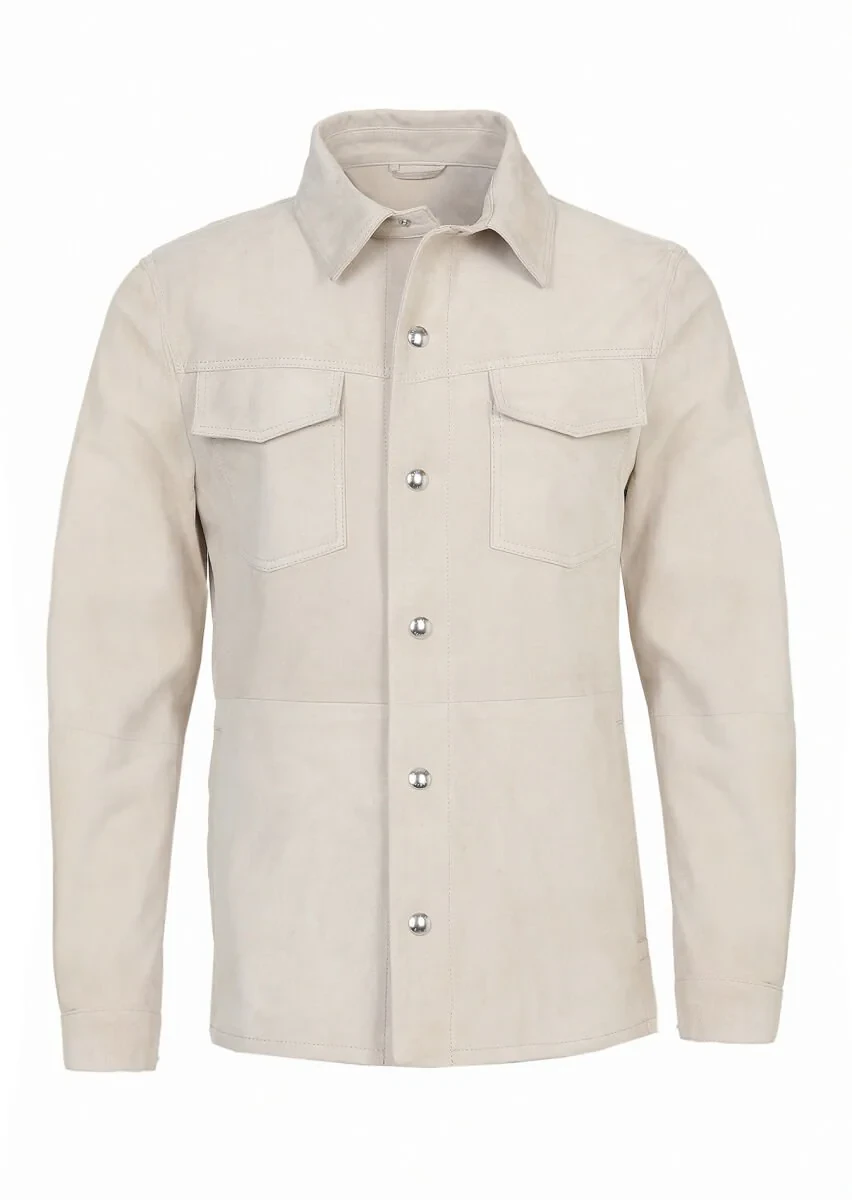 Beige Leather Coat - 7