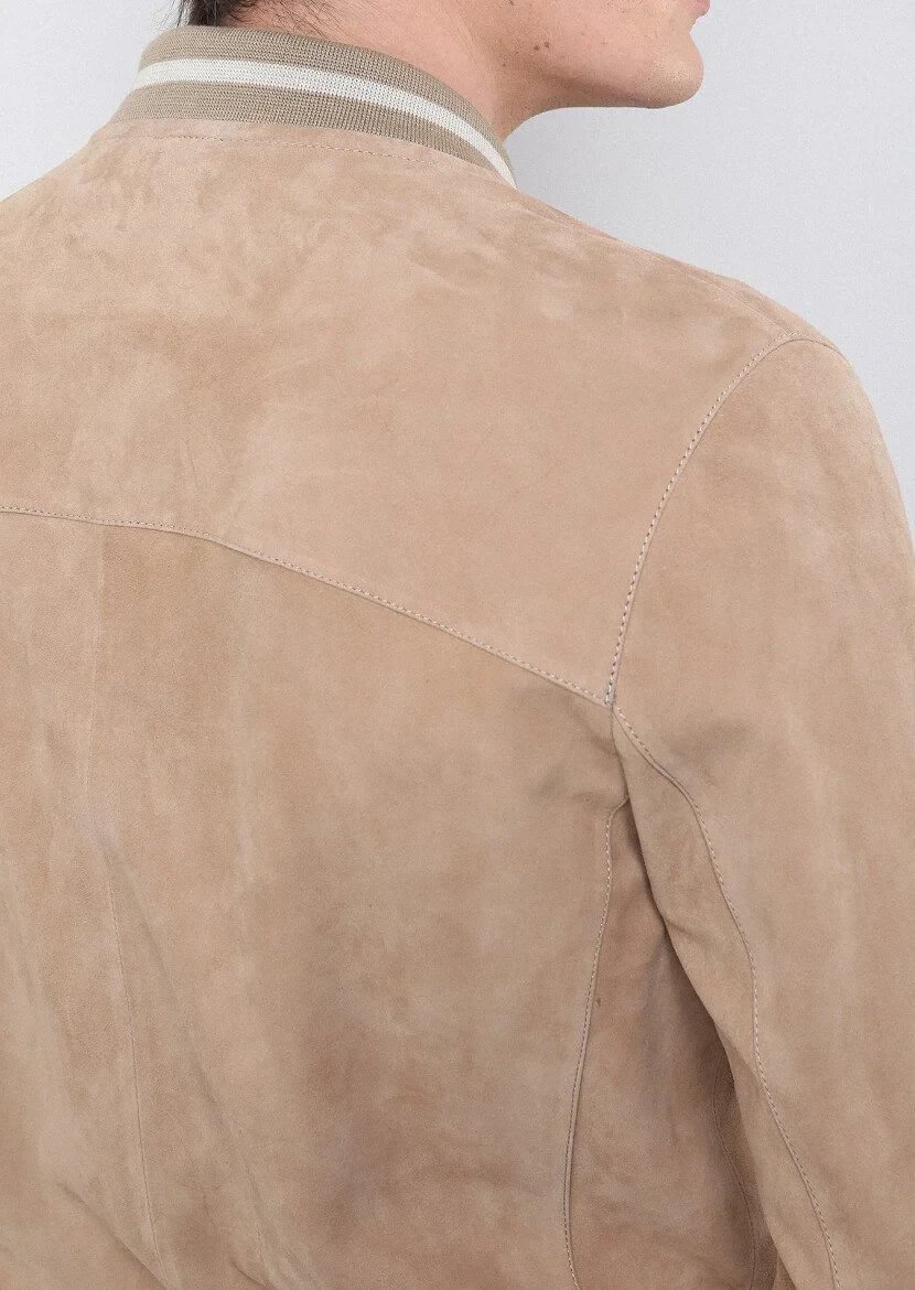 Beige Leather Leather Coat - 5