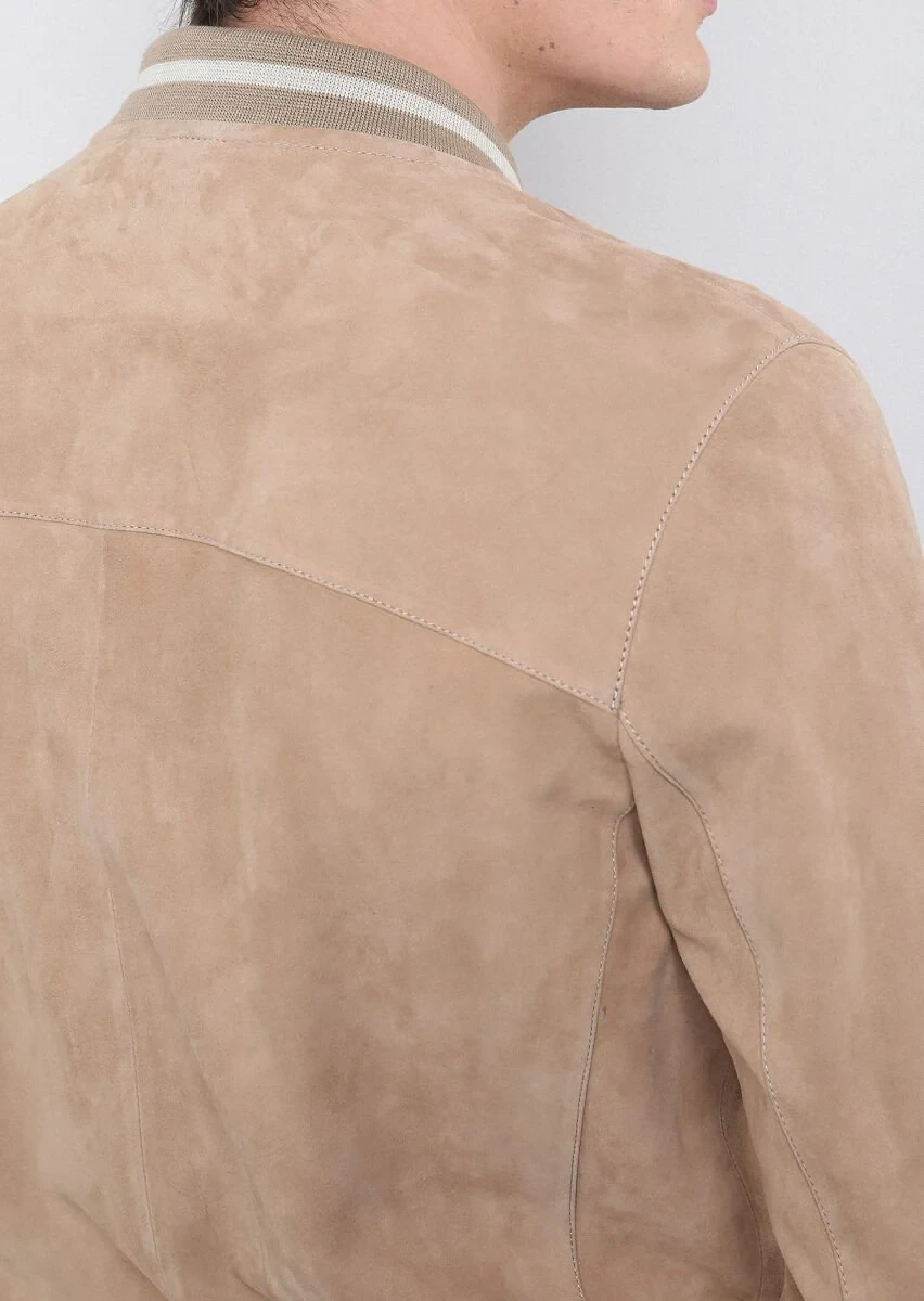 Beige Leather Leather Coat - 5