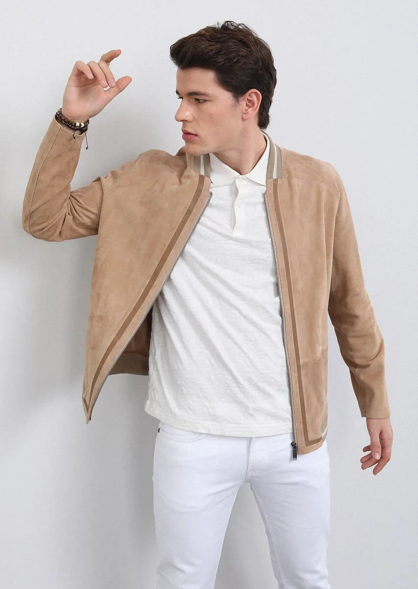 Beige Leather Leather Coat - 6