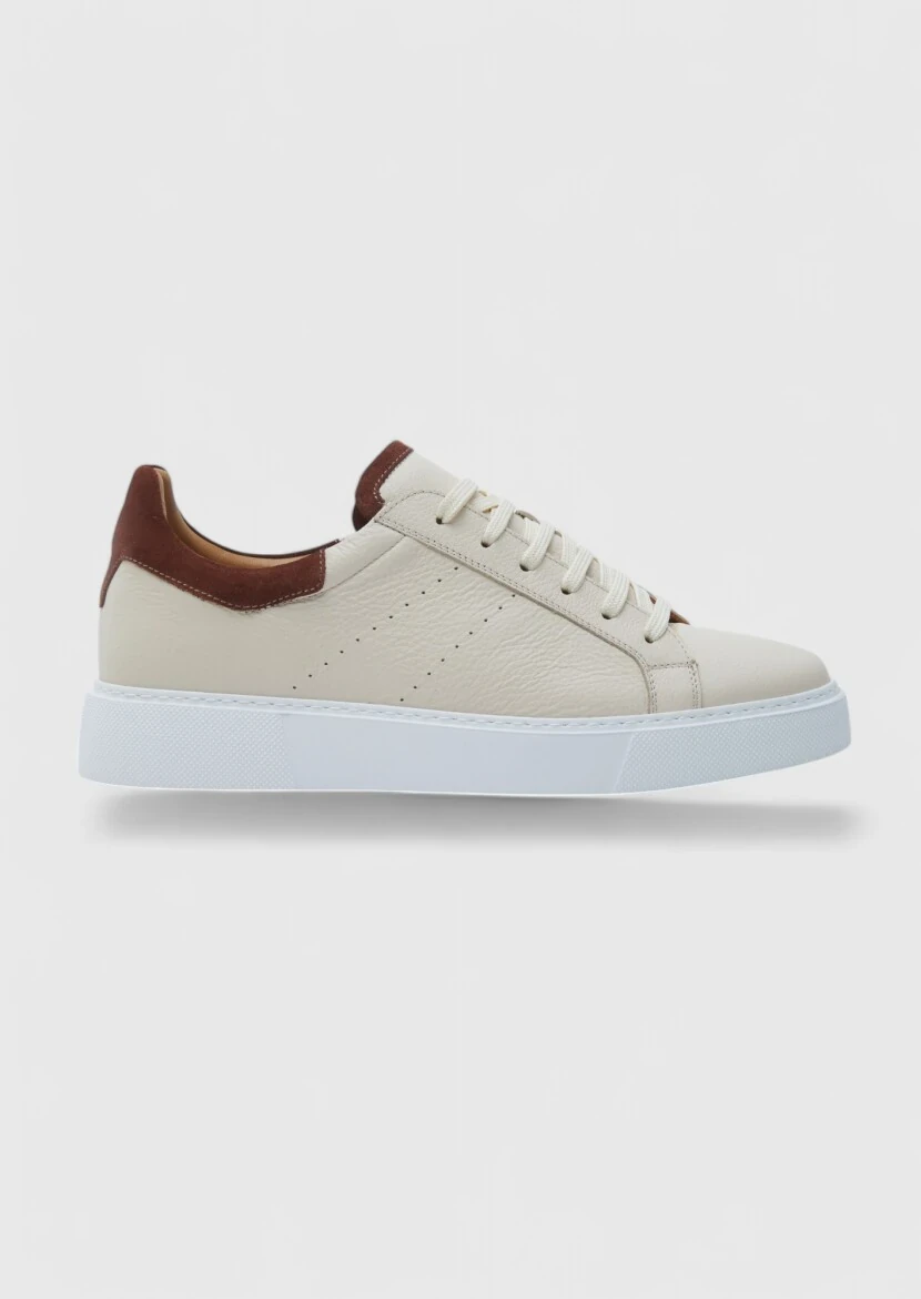 Beige Leather Sneaker - RAMSEY