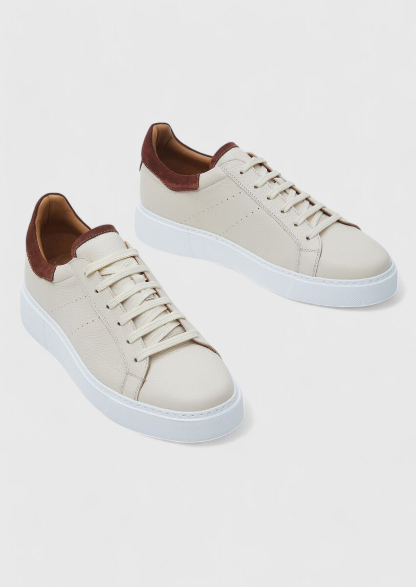 Beige Leather Sneaker - 3