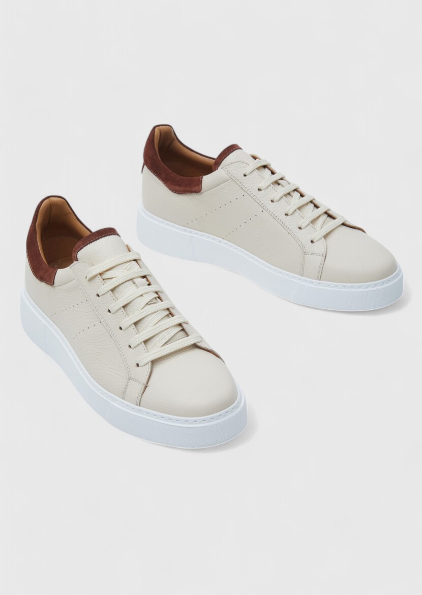 Beige Leather Sneaker - 3