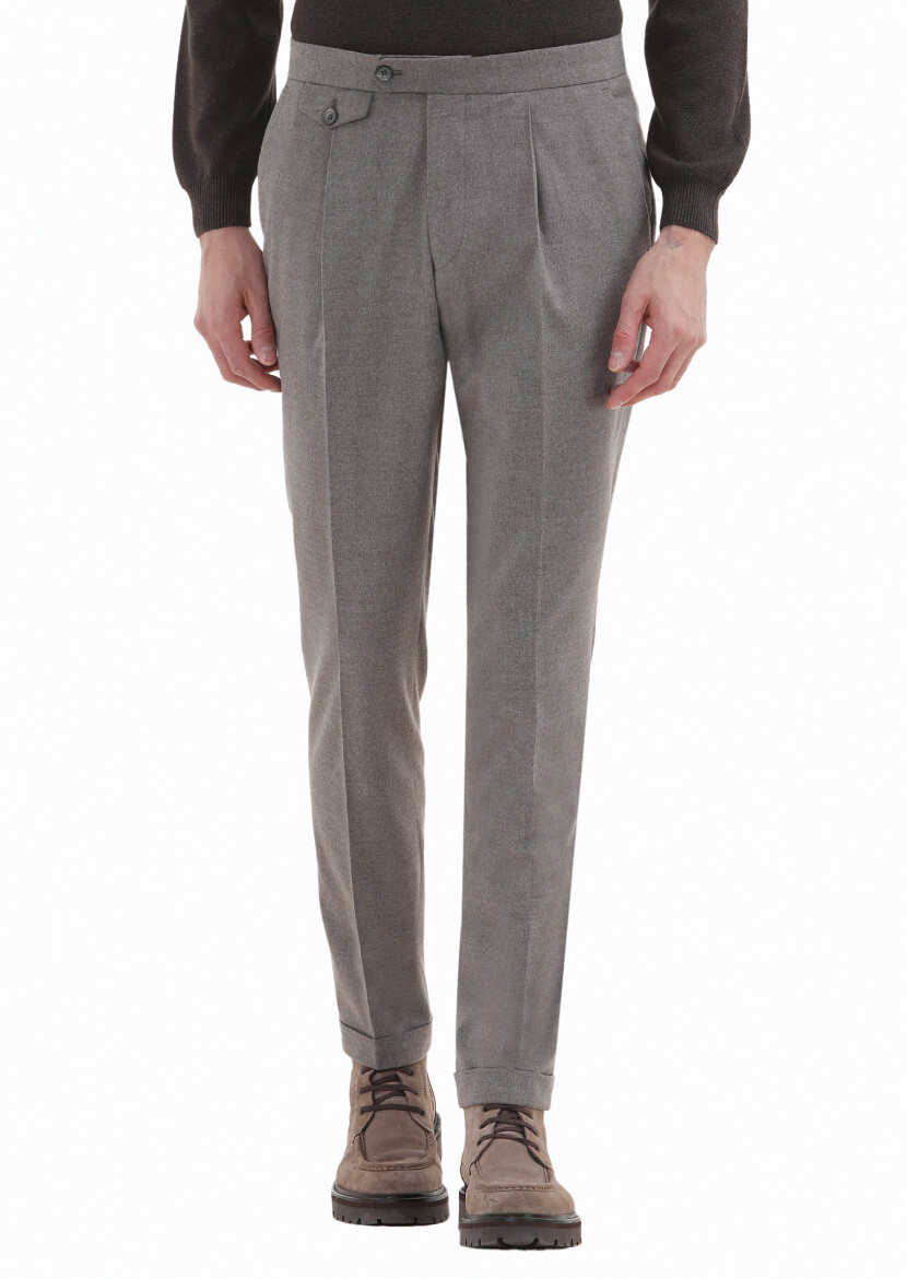 Beige Material Modern Fit Classical Trousers 