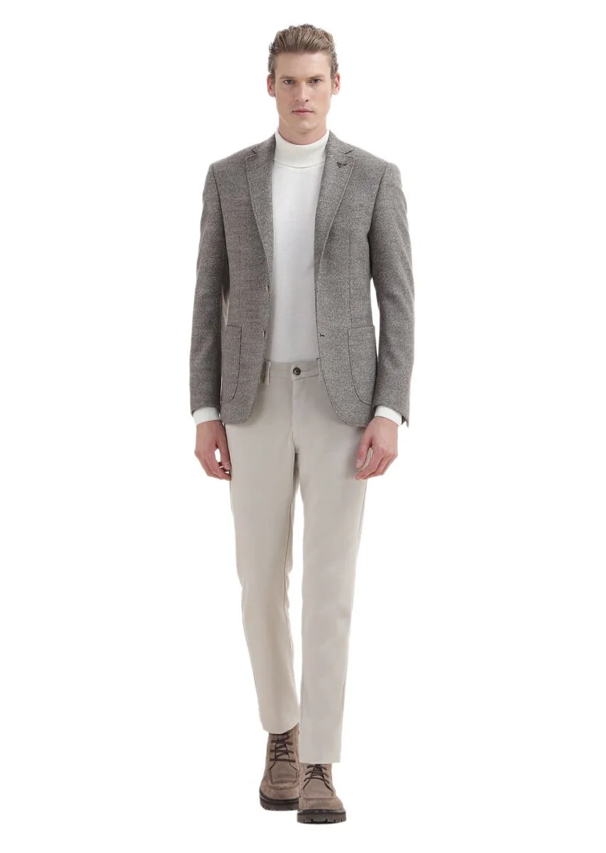 Beige Micro Zeroweight Slim Fit 100% Wool Jacket - 2